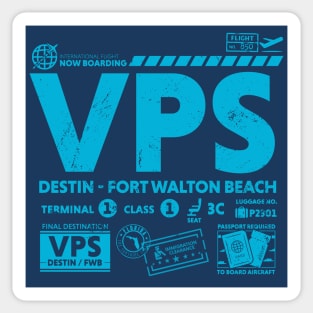 Vintage Destin Fort Walton Beach VPS Airport Code Travel Day Retro Travel Tag Florida Sticker